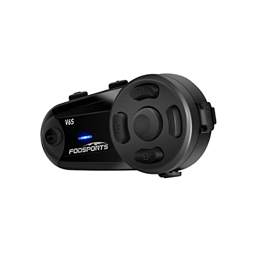 Fodsports Intercomunicador Moto 5.0 Bluetooth con FM,Navegación GPS por Voz,Auricular Moto conectar 6 Personas comunicación 2 Personas 1000m,CVC Reduce El Ruido para Motociclista,árbitro,Esquiador