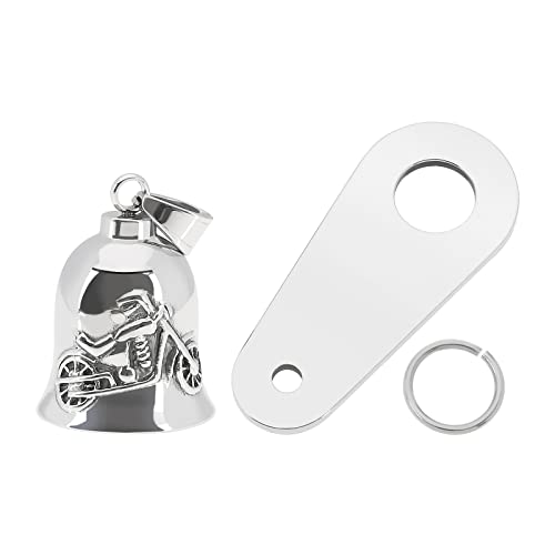 Campana guardiana de la buena suerte para motocicleta, de acero inoxidable, con percha, accesorios de motocicleta, regalo para motociclistas, plata, 36 x 26 mm