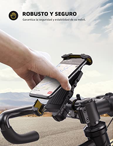 Lamicall Soporte Movil Bicicleta, Soporte Motocicleta - Rotación 360° Soporte Manillar para iPhone 15 Pro MAX, 14/13/12/11 Pro MAX Plus Mini XR XS 8, Samsung S10 S9 S8, Huawei, 4.7-6.8