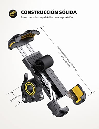 Lamicall Soporte Movil Bicicleta, Soporte Motocicleta - Rotación 360° Soporte Manillar para iPhone 15 Pro MAX, 14/13/12/11 Pro MAX Plus Mini XR XS 8, Samsung S10 S9 S8, Huawei, 4.7-6.8