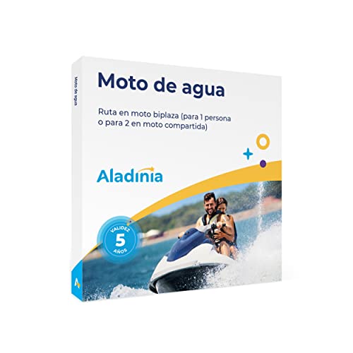ALADINIA Moto de Agua. Cofre de Experiencias para Regalar. Pack Aventura de Ruta en Moto acuática biplaza. Validez 5 años, Cambios Gratis e ilimitados