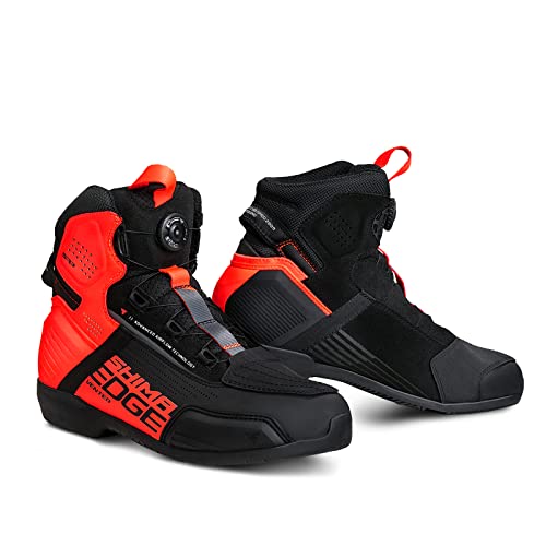 SHIMA EDGE Vented, Zapatos de Motocicleta para Hombres | Transpirables, Zapatos de calle reforzados con sistema de cierre ATOP, Soporte para el tobillo, Suela antideslizante (Rojo, 42)