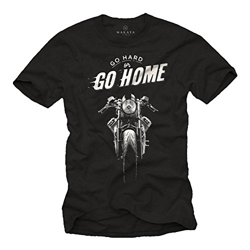 Camiseta Hombre Manga Corta - Cafe Racer - T-Shirt Moto Guzzi Negra L