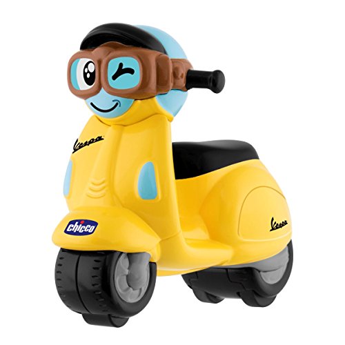 Chicco - Mini Moto Vespa Turbo Touch, Juguete Bebés y Niños de 2 a 6 Años, Vehículo De Ruedas con Carga por Retroceso, Motos de Juguete Coleccionable, Color Amarillo