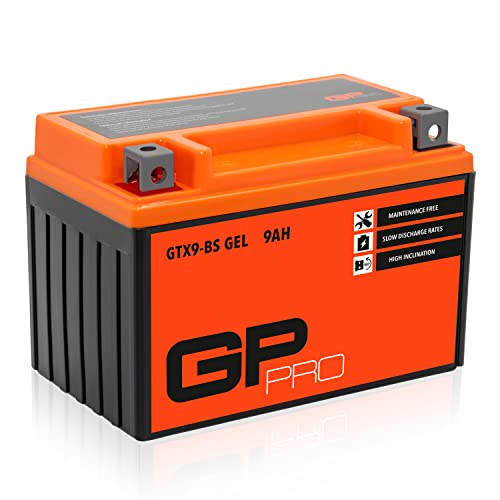 GP-PRO GTX9-BS 12V 9Ah GEL Batería de arranque (compatible con YTX9-BS / 50812) (Sin necesidad de mantenimiento/Sellado) Scooters y Motos Acumulador