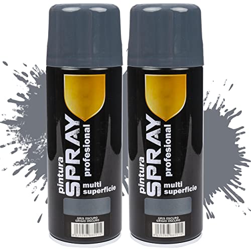 Etrexonline Pintura Spray Multicolor Profesional 400ml Adecuado Metal Madera y Plástico - Color Gris Oscuro (Paquete de 2)