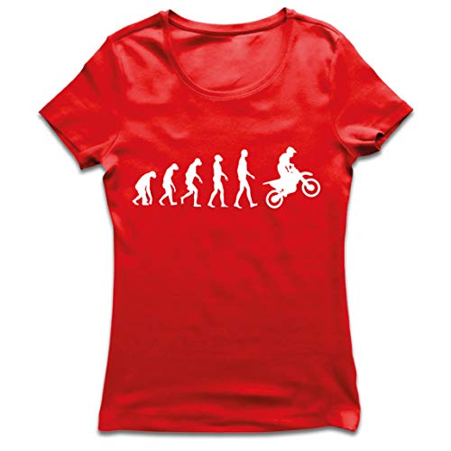 lepni.me Camiseta Mujer Evolución del Motocross Equipo de Moto Ropa de Carreras Todoterreno (Large Rojo Blanco)
