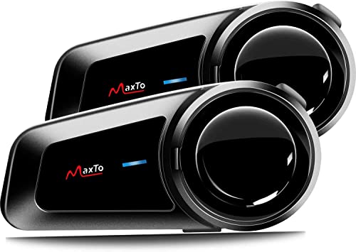 Spovii 2X M2 Intercomunicador Moto Bluetooth 5.0 - Alcance de 1000m para Grupo de 6 Motociclistas, Emparejamiento Universal, Micrófono Rígido y Flexible, Marcación por Voz
