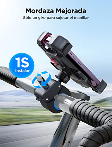 JOYROOM 2023 Soporte Movil Bicicleta, [1s Bloqueo][100mph Militar Antivibracion] Soporte Movil Moto,[5s Fácil Instalar] Universal Porta Manillar para iPhone 15, Samsung S23, 4.7