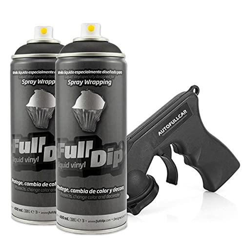 AutoFullCar Full Dip Pack 2 Spray Negro Mate FULLDIP con Adaptador de Spray (Negro Mate)