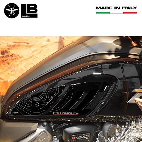 labelbike - Pegatinas 3D Protecciones Laterales Tanque Moto compatibles con Harley Davidson Pan America 1250 y 1250 Special versión 2020-2022 Negro