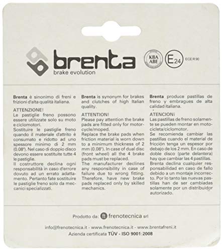 Brenta - Pastillas de freno orgánicas para moto, para 100 Lead, SVC110, Dylan 125, SH 125