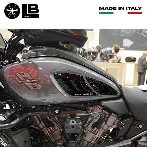 labelbike - Pegatinas 3D Protecciones Laterales Tanque Moto compatibles con Harley Davidson Pan America 1250 y 1250 Special versión 2020-2022 Negro