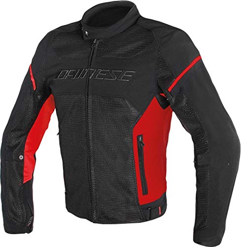 Dainese Air Frame D1 Tex Jacket, Chaqueta Moto Verano, Negro/Rojo/Rojo, 52