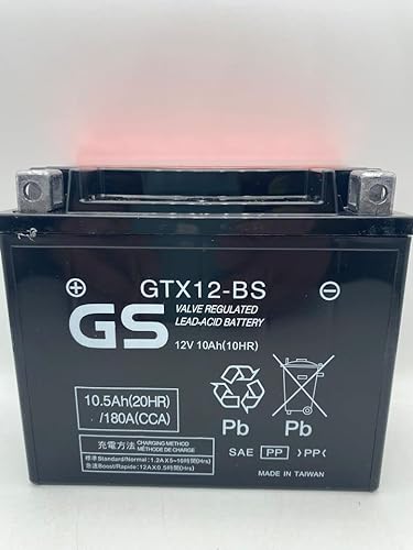 Batería Moto GS GTX12-BS (YTX12-BS) - Sin mantenimiento - 12V 10Ah - Dimensiones: 151x88x131mm Compatible con Daelim S3 125 2010