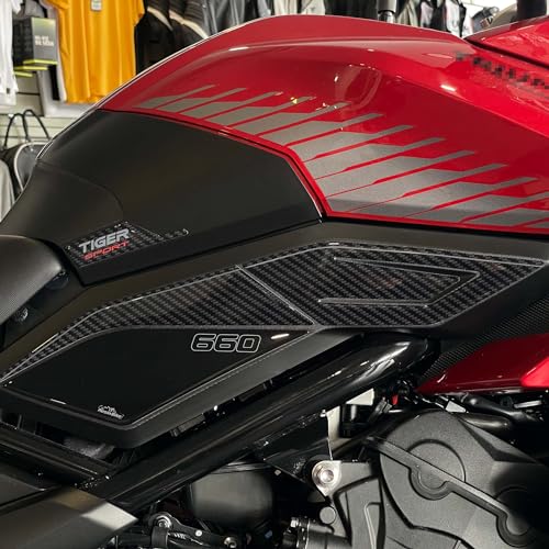 Resin Bike Adhesivos de Moto Compatibles con Triumph Tiger Sport 660 2022-2023. Protección Latérales del Tanque de Choques y Arañazos de Moto. Par de Pegatinas 3D Resinadas Made in Italy